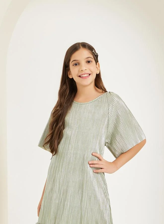 Styli Teen Girls Drop Waist Plisse Dress